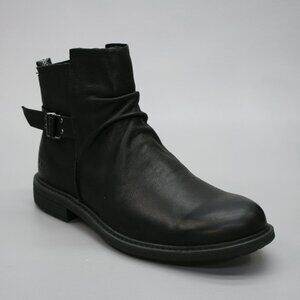 Uggs Men's 12 M Morrison Pull-on Black Leather Side-zipper Ankle Boots - 1103753